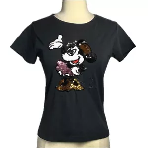 Vtg D&G Dolce & Gabbana Y2K Minnie Mouse sequins black cotton Tee T-shirt sz S - Picture 1 of 7
