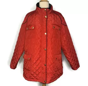 Jason Maxwell Women Red Quilted Gold Hard Wear Zippered Jacket Size 2X - Picture 1 of 6