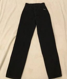 Vintage Genuine Rockies Brand Jeans Girls 14 Slim High Waist 100% Cotton Black - Picture 1 of 14