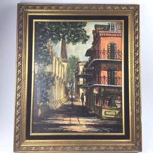 Quadro olio originale firmato James McCaffery 1972 arte scena di strada New Orleans - Foto 1 di 10
