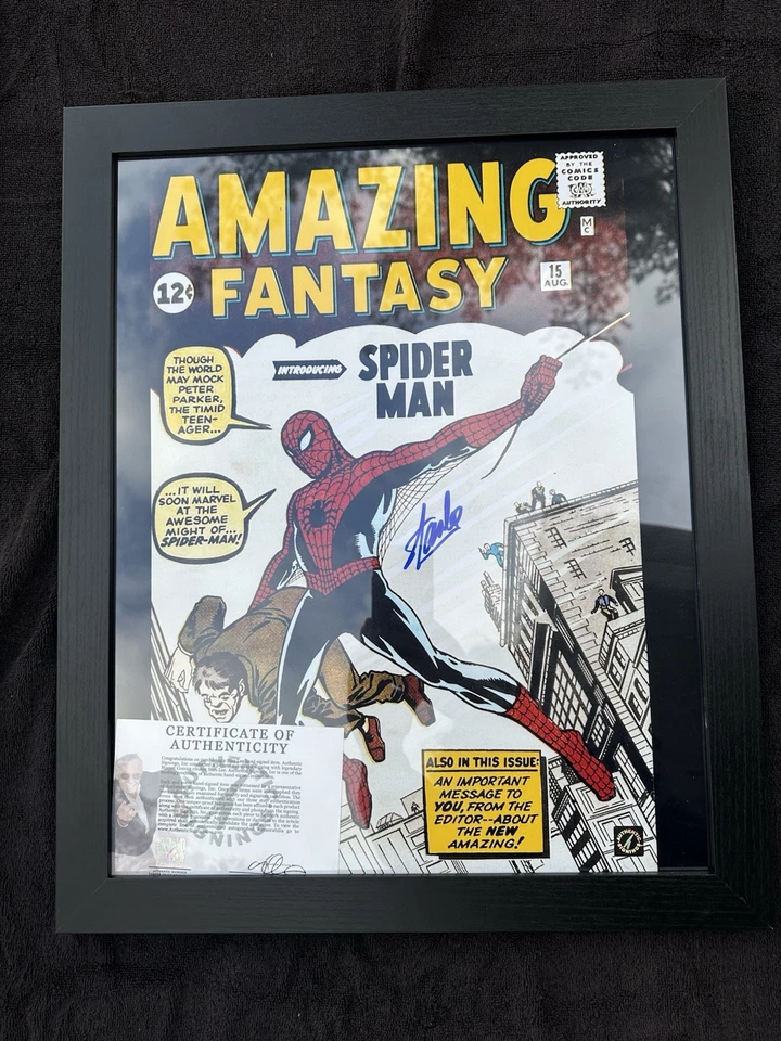 First Comic Spider Man Poster “introducing Spiderman” Signed By Stan Lee ASI COA - Image 1 of 4