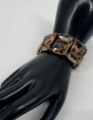 Винтажный J. Crew коренастый граненое стекло латуни тон заявление браслет янтарь надпись 7» - Изображение 1 из 4