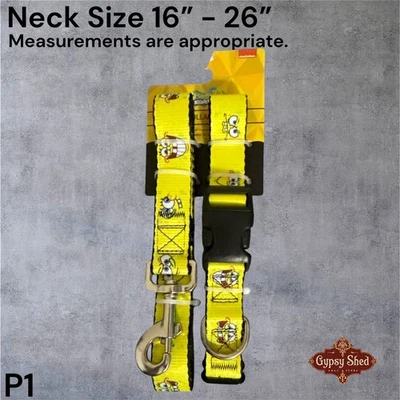 Nuevo Juego de Collar y Correa Ajustable Bob Esponja Nickelodean para Perro 5 pies Talla Mediana M Foto 1 de 4