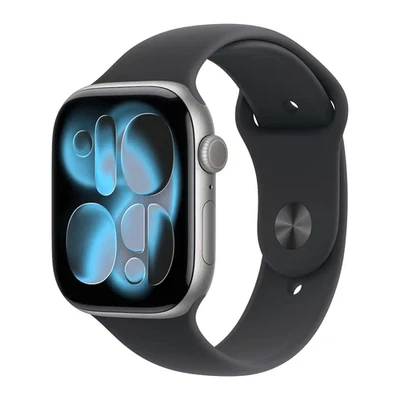 Apple Watch Series 11 46mm GPS Space Gray Case w Black Sport Band MEV44LW/A 2025 - Image 1 of 3