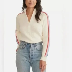 Marine Layer Archive Invierno Half Zip Sweater - Ivory Colorful Stripe S - Picture 1 of 7