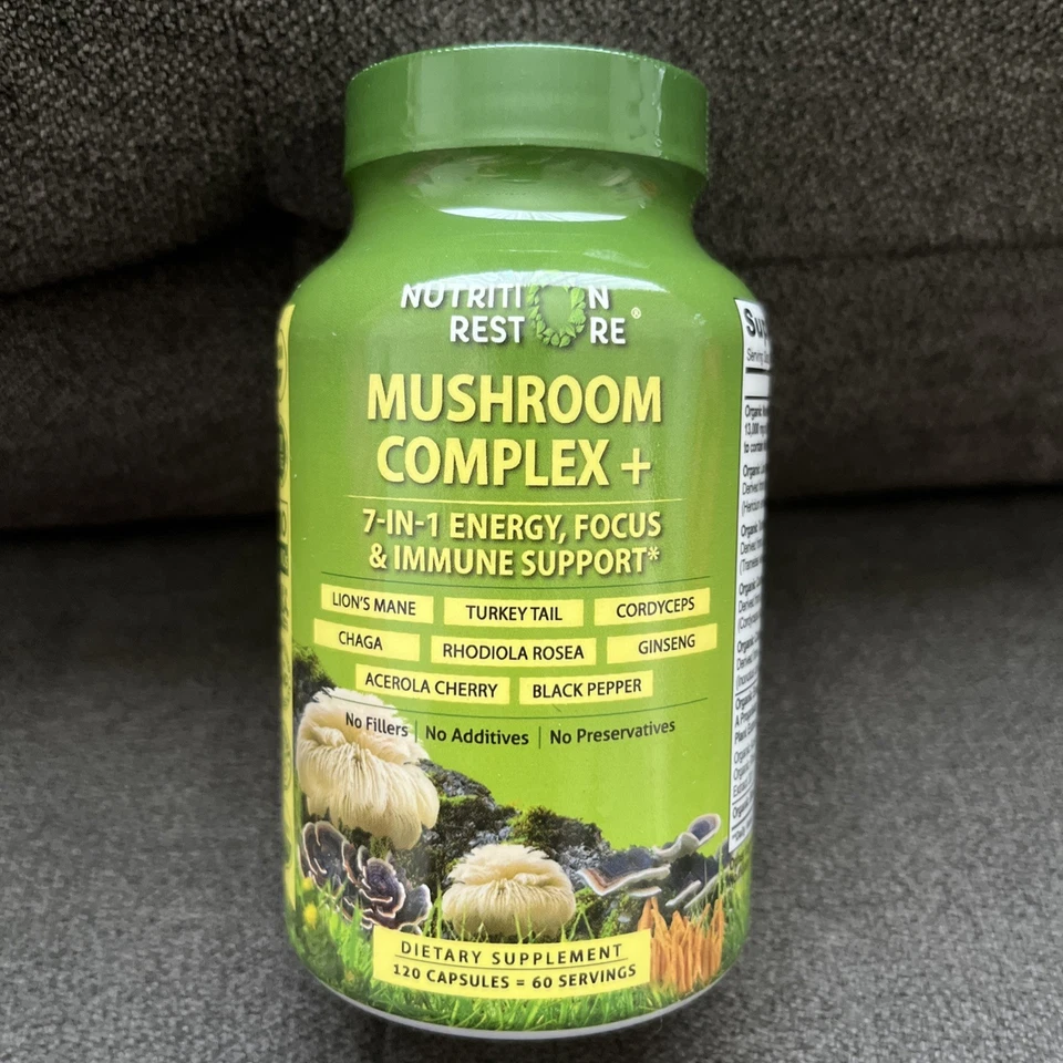 SMS Mushroom Complex Blend Supplement 50 polysaccharides 60 Veggie Caps Organic