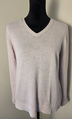 Suéter Ann Taylor Factory Petite tejido elástico manga larga rosa para mujer talla MP Foto 1 de 4