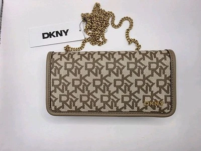 DKNY RIVI Clutch Wallet On Chain Crossbody Purse Brown/NEW - Image 1 of 4