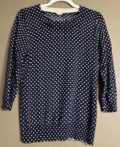 Suéter J.CREW Lana Merino Azul Beige Lunares Mujer’s Talla Mediana - Imagen 1 de 6