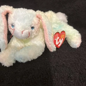 2001 Ty Beanie Baby Babies Cottonball Bunny Rabbit Tags Plush Stuffed Animal - Picture 1 of 9