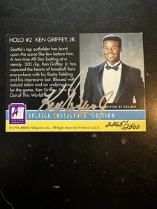 1991 ARENA HOLOGRAMS KEN GRIFFEY JR 🔥ON CARD AUTO 🔥AUTOGRAPH MARINERS /2500 - Picture 1 of 2