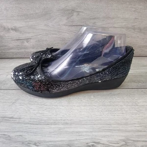 Fit Flop Black Ballet Shoes Black Superballerina Glitzy Ballet Flat UK 7 EU 41 - Picture 1 of 14