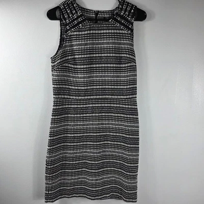 Banana Republic Black White Geometric Print Sleeveless Sheath Dress Size 8 - Image 1 of 4
