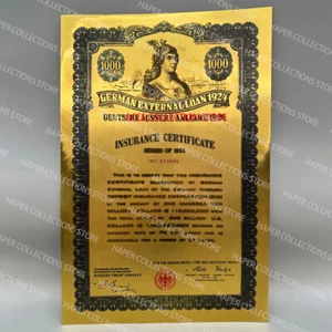 Bono de oro alemán de 1924 1000 billetes colección de billetes marca de agua y número de serie - Imagen 1 de 8