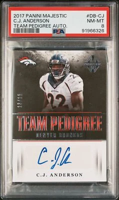 2017 PANINI MAJESTIC TEAM PEDIGREE AUTOGRAPHS CJ ANDERSON PSA 8 AUTO /15 POP 1 - Image 1 of 2