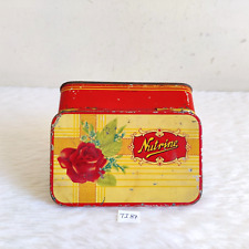 Vintage Red Rose Graphics Nutrine Confectionery Advertising Tin Box Old TI87