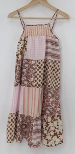 NWT Cat & Jack Girl’s Summer Sundress Boho Dress Brown PinK Patchwork Sz L 10/12 - Picture 1 of 11