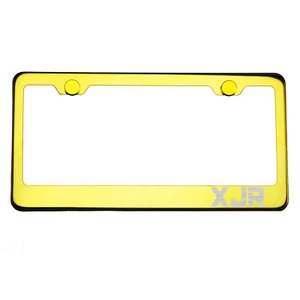 Gold Chrome License Plate Frame XJR Laser Etched Metal Screw Cap - Imagen 1 de 8