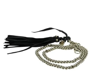 $ 495 neu Gucci Damen goldfarbener Kettengürtel mit schwarzer Lederquaste 388992 8061 - Bild 1 von 7