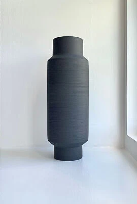 Modern Ceramic Vase Contemporary Designer Hand-Made Black - Image 1 of 4