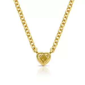 0.7ct Light Yellow Heart Cut Lab Grown Diamond 18k Yellow Gold Bezel Set Pendant - Picture 1 of 6