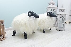 Sheep Ottoman, Nursery Room Decor Sheepskin Pouf, Rustic Home Real Fur Footstool