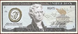 JEFFERSON 🦅 🗽FOUNDING FATHERS 🗽💶 Fantasy Note 🌄Buy More 🗽 Save More - Picture 1 of 2