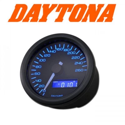 Daytona Digitalt. Velona schw. Ø 60mm 260 km h Tacho Uhr Voltanz. Trip blaue Bel - Bild 1 von 2