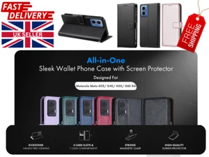 Motorola G35 G45 G55 G85 Folio Leather Gel Wallet Case Flip Cover with Card Slot - Picture 1 of 11
