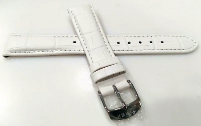 Padded White Simulated Embossed Croco Grain on Genuine Leather 18mm Watch Band - Image 1 of 4