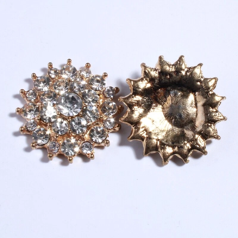 15PCS 27MM Hot Silver Crystal Snow Rhinestone Button For Flower Accessory Metal - Image 1 of 3