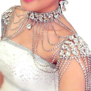Collana Spalla Cristallo Strass Sposa Corpo Catena Accessori Matrimonio Donna - Foto 1 di 6
