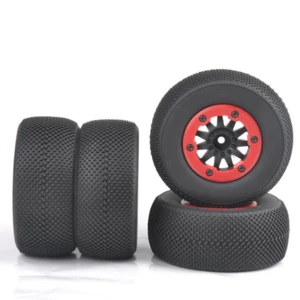 4 pz 1/10 RC Pneumatici e Cerchi Ruota Set Auto Corto Camion 30001 - Foto 1 di 8