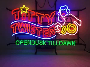 Open Dusk Till Dawn Neon Light Sign Beer Bar Pub Man Cave Wall Decor 24"x20" - Picture 1 of 3