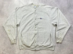 Vintage 90s Champion Reverse Weave Cardigan Sweatshirt USA Gray Size Large - Picture 1 of 12