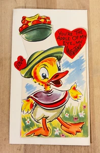 Vintage Valentine Card YOU'RE THE APPLE OF MY EYE, 7"x4" Unused w Vtg Envelope - Picture 1 of 2