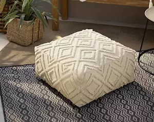 Pouf Bodenkissen Sitz Kissen creme 60x60 25 cm hoch, Polster Fuß Hocker Ottomane - Bild 1 von 6