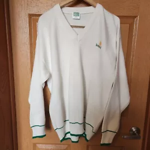 Maglione Emerald Sports Vintage Irlanda Uomo Taglia XL Maglione Bianco con Bordo Verde - Foto 1 di 12