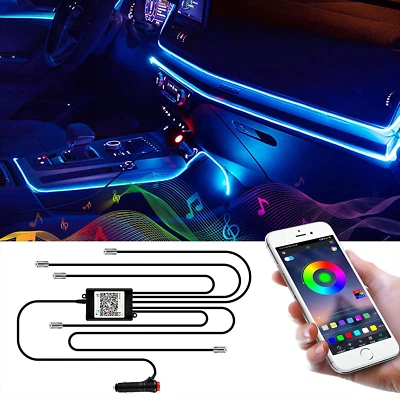 Striscia LED RGB per Interni Auto, 6 M per Auto Con App - Immagine 1 di 4