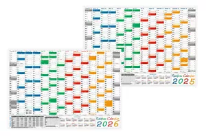 Rainbow Wandkalender DIN A2 2025 + 2026 gerollt Wandplaner Ferien & Feiertage - Bild 1 von 8