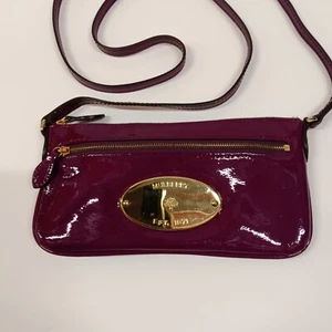 MULBERRY KRISTIN PLUM Drummed Patent Leather Crossbody/Cellphone Bag - Picture 1 of 17