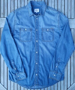 Pepe Jeans Men's Portland Long Sleeve Denim Shirt, Size Large, Blue, RRP £75 - Picture 1 of 10
