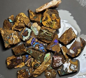 Boulder Opal Rough & Rub Parcel Winton Blue Purple Green Matrix Lapidary 884 Cts - Picture 1 of 24