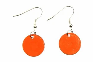 Enamel Disc Earrings Miniblings Dangle Enamelled Color Choice Round Circle 16mm - Picture 1 of 5