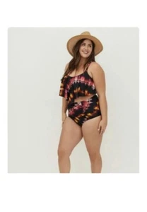 Torrid 5X geraffte Badeslip Streifen Batik Waschung Hose Neu mit Etikett. NUR UNTEN - Bild 1 von 6
