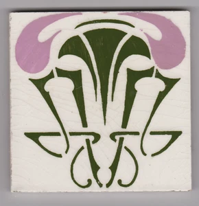 Kleine Jugendstil Fliese Schablonendruck Dekor - Bild 1 von 2