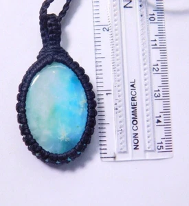 Collar Cadena Cuerda Colgante Macramé Piedra Larimar Cabina Hemimorfita 81 Cts ME-N40 - Imagen 1 de 3
