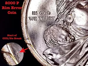 2000 P Sacagawea Dollar Error Coin -Rim Error/CUD Start *GEM* *RARE** - Picture 1 of 3
