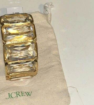 Brazalete con bisagras de piedra rectangular J.Crew en latón reciclado cristal dorado BX263 NUEVO CON ETIQUETAS Foto 1 de 3