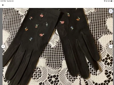 Guantes de gamuza Denise Trancelle vintage hechos en Francia talla 7 1/2 Foto 1 de 4